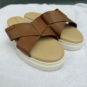 Cole Haan Brown Crisscross Slide Sandals